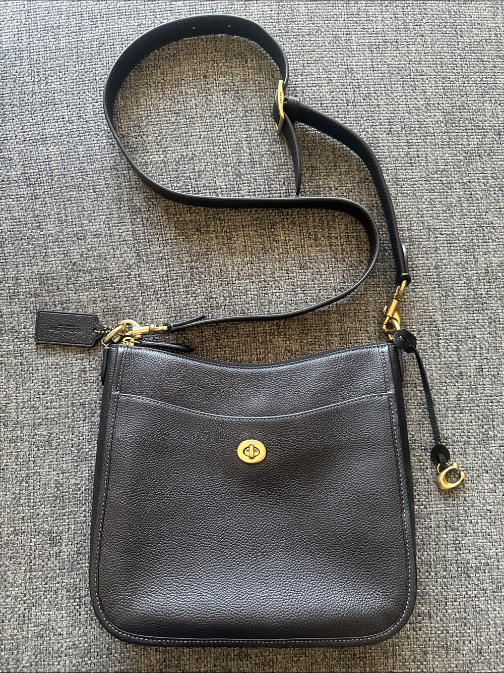 Coach Chaise Black Pebbled Leather Crossbody with Gold Hardware - Picture 12 of 16